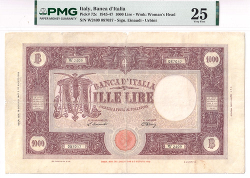 Italy 1000 lire 1945 - italy, 1945-47