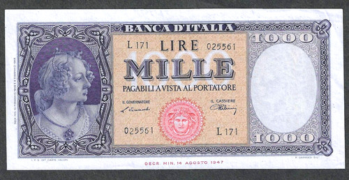 Italy 1000 lire - 1948, ~