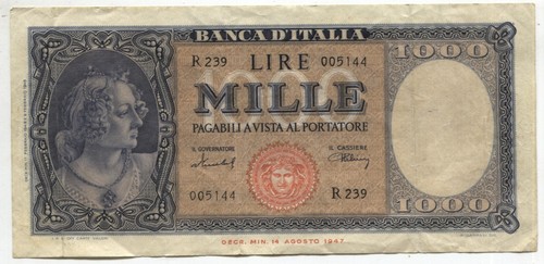Italy 1957 1000 lire banknote - 1000,
