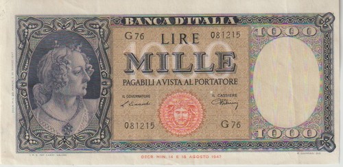 Italy 1000 lire banknote - 1000,