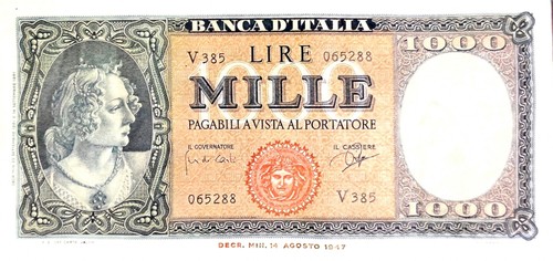 1000 lire banknote from the - lire,