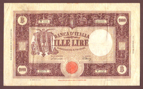 Italy 1000 lire 01 1947 - lire,