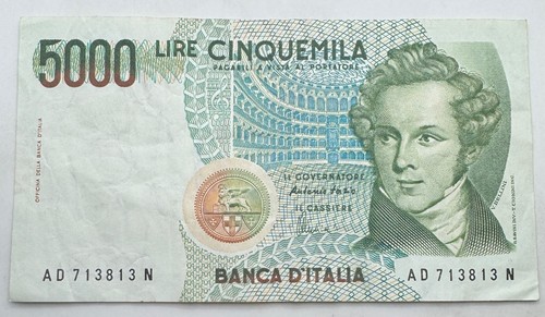 1985 italy 5000 lire - 1985, banknote